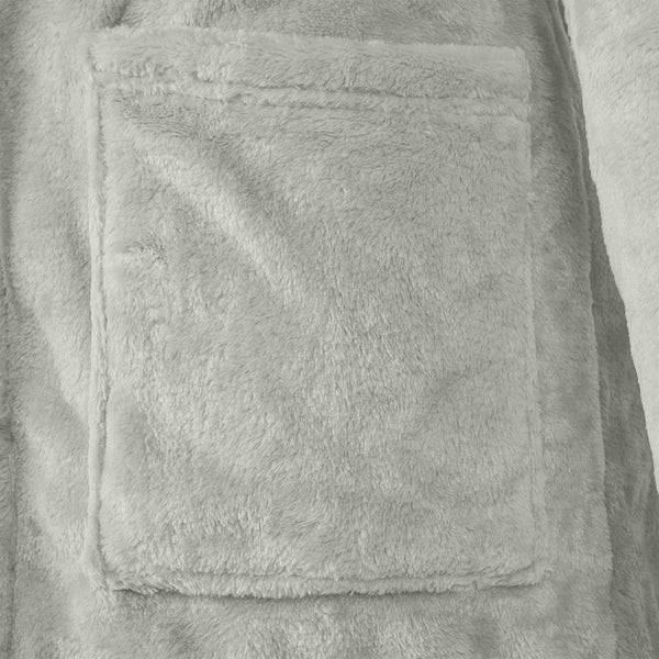 Bademantel Hoodie Grau M Flanell