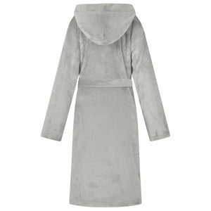 Bademantel Hoodie Grau M Flanell