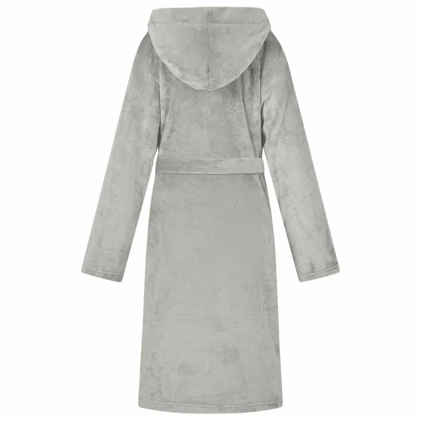 Bademantel Hoodie Grau M Flanell