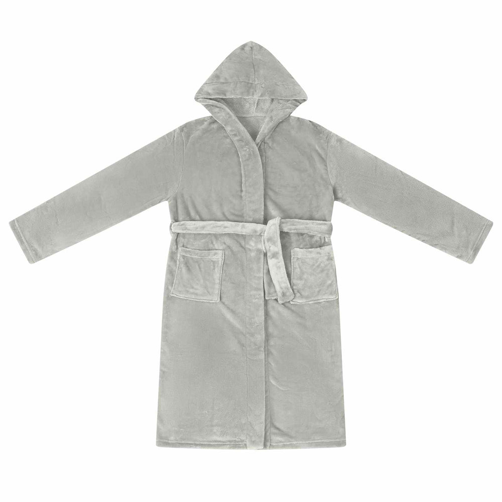 Bademantel Hoodie Grau M Flanell