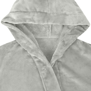Bademantel Hoodie Grau Flanell L