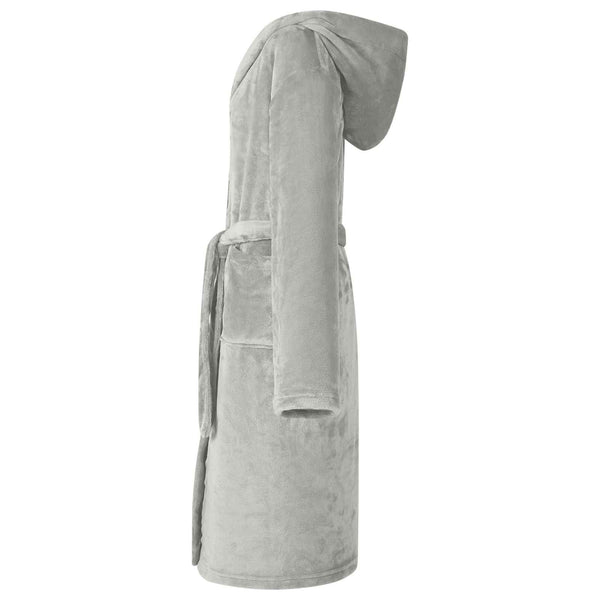 Bademantel Hoodie Grau Flanell L