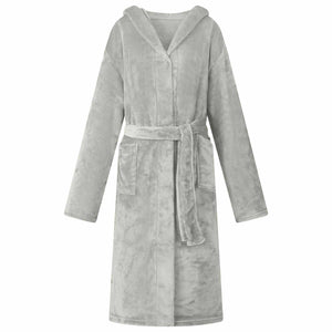 Bademantel Hoodie Grau XXL Flanell