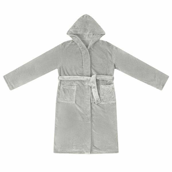 Bademantel Hoodie Grau XXL Flanell