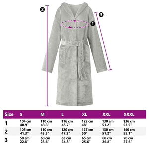 Bademantel Hoodie Grau XXL Flanell