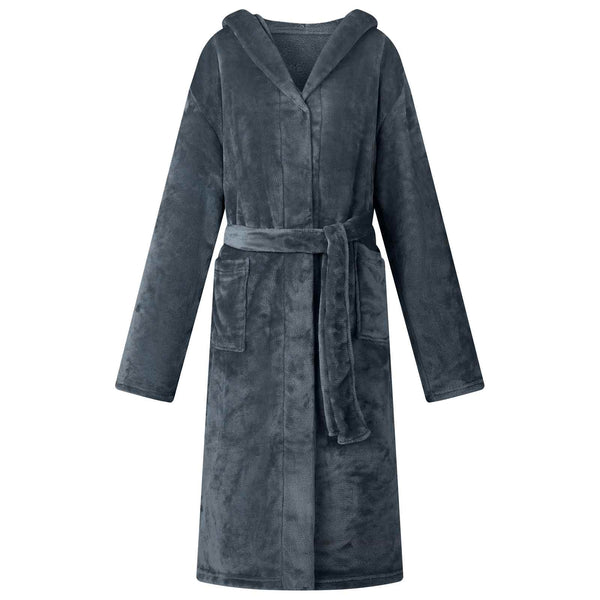 Marineblauer Flanell Hoodie Bademantel S