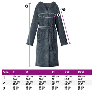 Marineblauer Flanell Hoodie Bademantel S