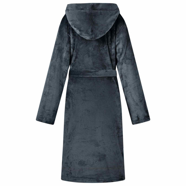 Marineblauer Flanell Hoodie Bademantel XL
