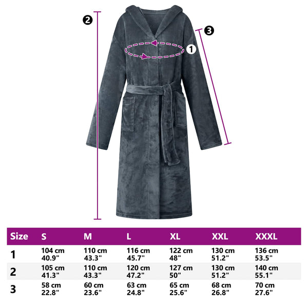 Marineblauer Flanell Hoodie Bademantel XL