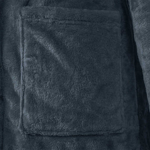 Marineblauer Flanell Bademantel Hoodie XXL