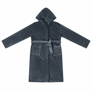 Marineblauer Flanell Bademantel Hoodie XXL