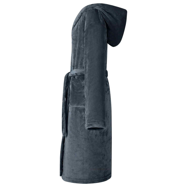 Marineblauer Flanell Bademantel Hoodie XXL