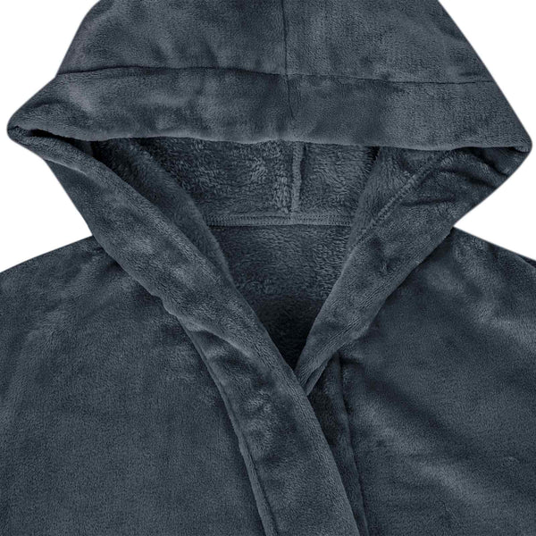 Marineblauer Flanell Bademantel Hoodie XXXL