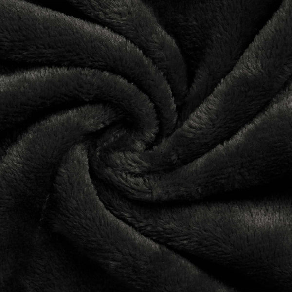 Flanell Bademantel Hoodie Schwarz XL