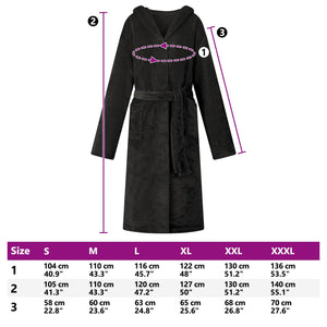 Flanell Bademantel Hoodie Schwarz XL