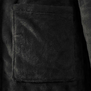 Bademantel Hoodie Schwarz XXL Flanell