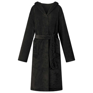 XXXL Flanell Bademantel Hoodie Schwarz