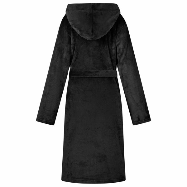 XXXL Flanell Bademantel Hoodie Schwarz