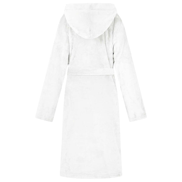 Flanell Bademantel Hoodie Weiß L