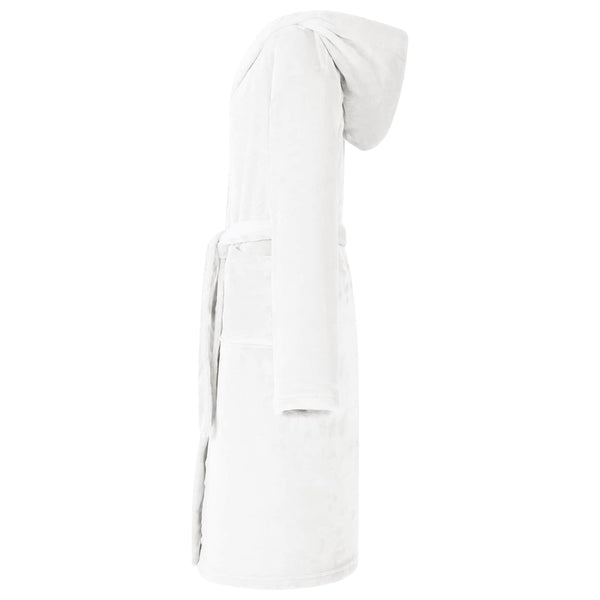 Flanell Bademantel Hoodie Weiß L