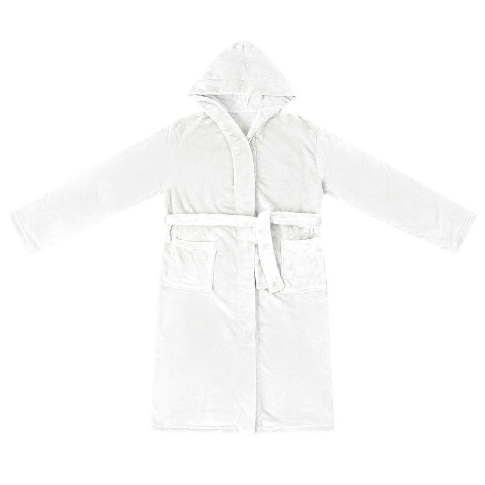 Weißer Flanell Bademantel Hoodie XXXL