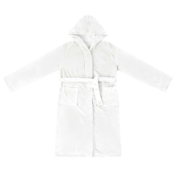 Weißer Flanell Bademantel Hoodie XXXL