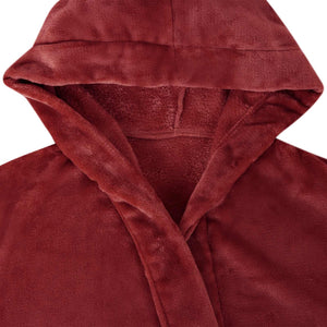 Hoodie Bademantel Bordeauxrot Flanell S