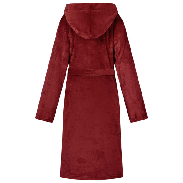 Hoodie Bademantel Bordeauxrot Flanell S