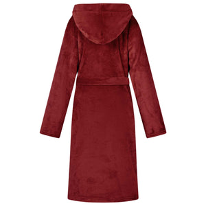 Hoodie Bademantel Flanell Bordeauxrot M