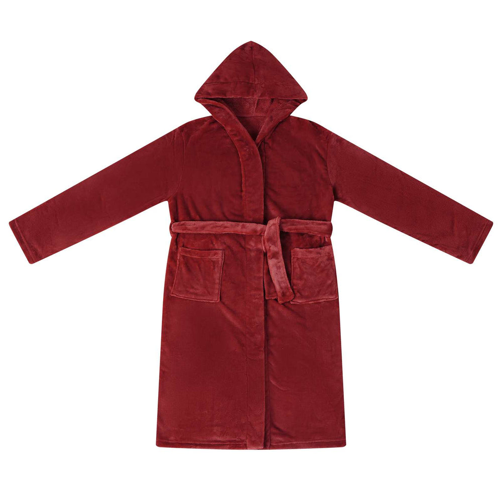 Hoodie Bademantel Bordeauxrot XL Flanell