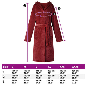 Hoodie Bademantel Bordeauxrot XL Flanell