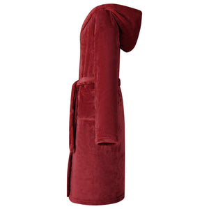 Bordeauxroter Flanell Hoodie Bademantel XXXL