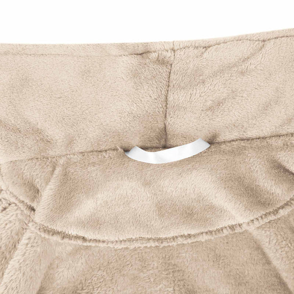Beige Flanell Bademantel ohne Kapuze - Größe S