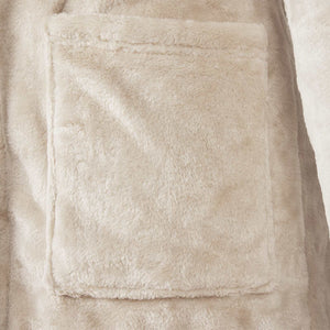 Beige Flanell Bademantel ohne Kapuze - Größe S