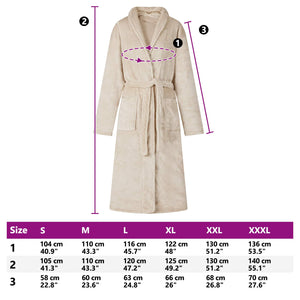 Beige Flanell Bademantel ohne Kapuze - M