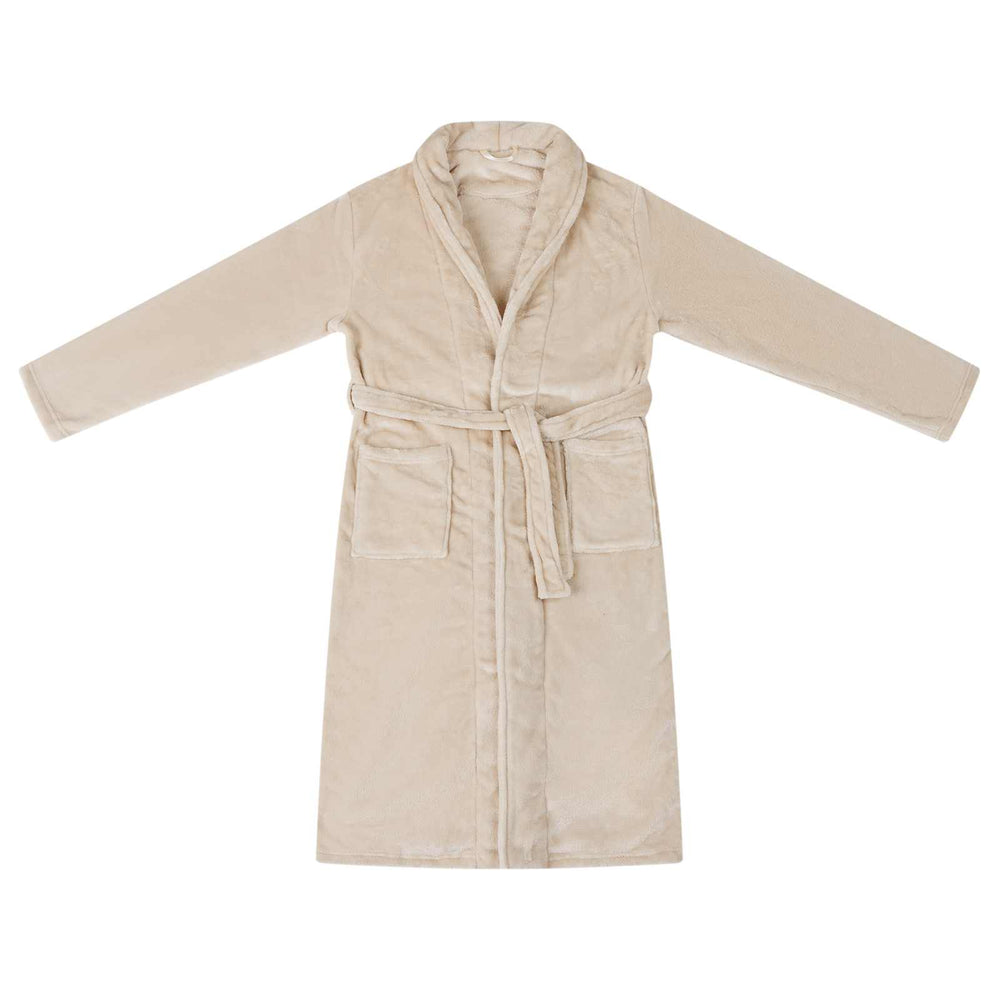 Beiger Flanell Bademantel XXL