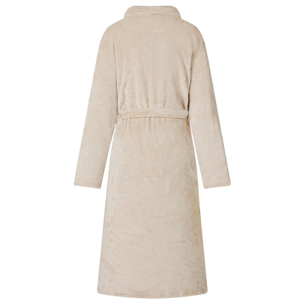 Beiger Flanell Bademantel ohne Kapuze XXXL