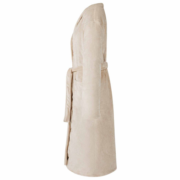 Beiger Flanell Bademantel ohne Kapuze XXXL