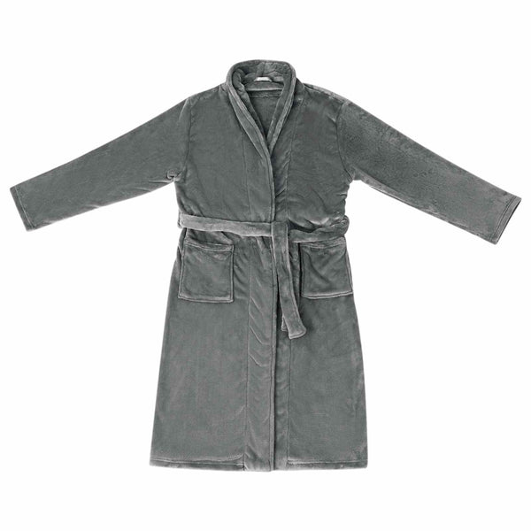 Dunkelgrauer Flanell Bademantel XL
