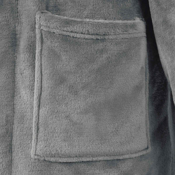 Dunkelgrauer Flanell Bademantel XXL
