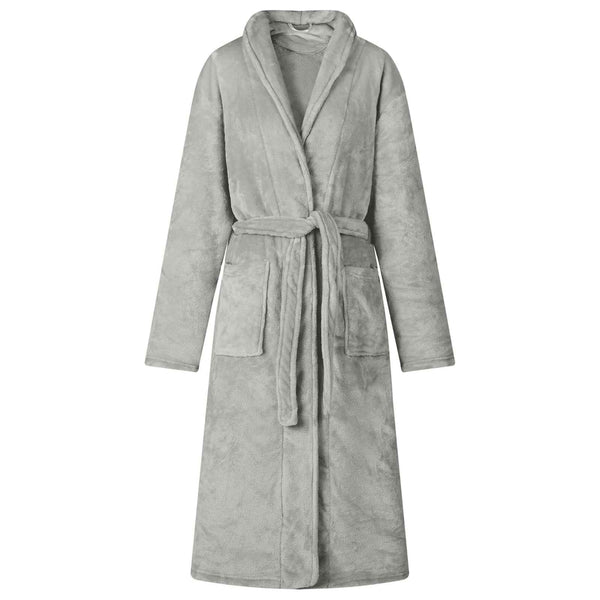 Grauer Flanell Bademantel ohne Kapuze XXXL