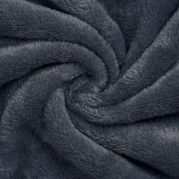 Marineblauer Flanell Bademantel ohne Kapuze - L