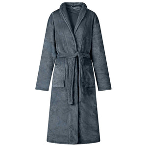 Marineblauer Flanell Bademantel XL