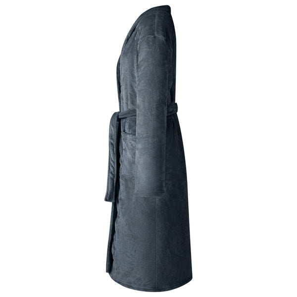 Marineblauer Flanell Bademantel XL