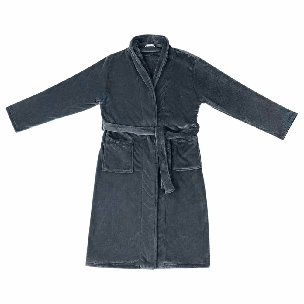Marineblauer Flanell Bademantel XXL