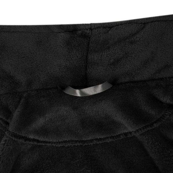 Schwarzer Flanell Bademantel ohne Kapuze XXXL