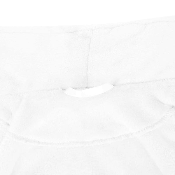 Weißer Flanell Bademantel ohne Kapuze - S