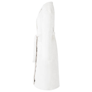 Weißer Flanell Bademantel ohne Kapuze - S