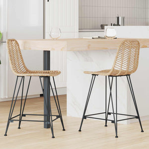 vidaXL Tabouret de bar 2 pcs Naturel 44,5 x 54,5 x 97,5 cm Rotin et fer