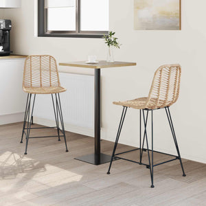 vidaXL Tabouret de bar 2 pcs Naturel 44,5 x 54,5 x 97,5 cm Rotin et fer